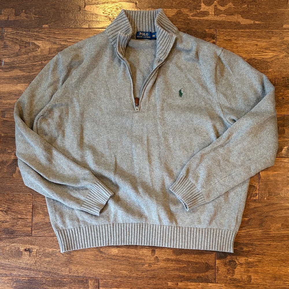 Polo by Ralph Lauren Light Gray Zip-Up Sweater